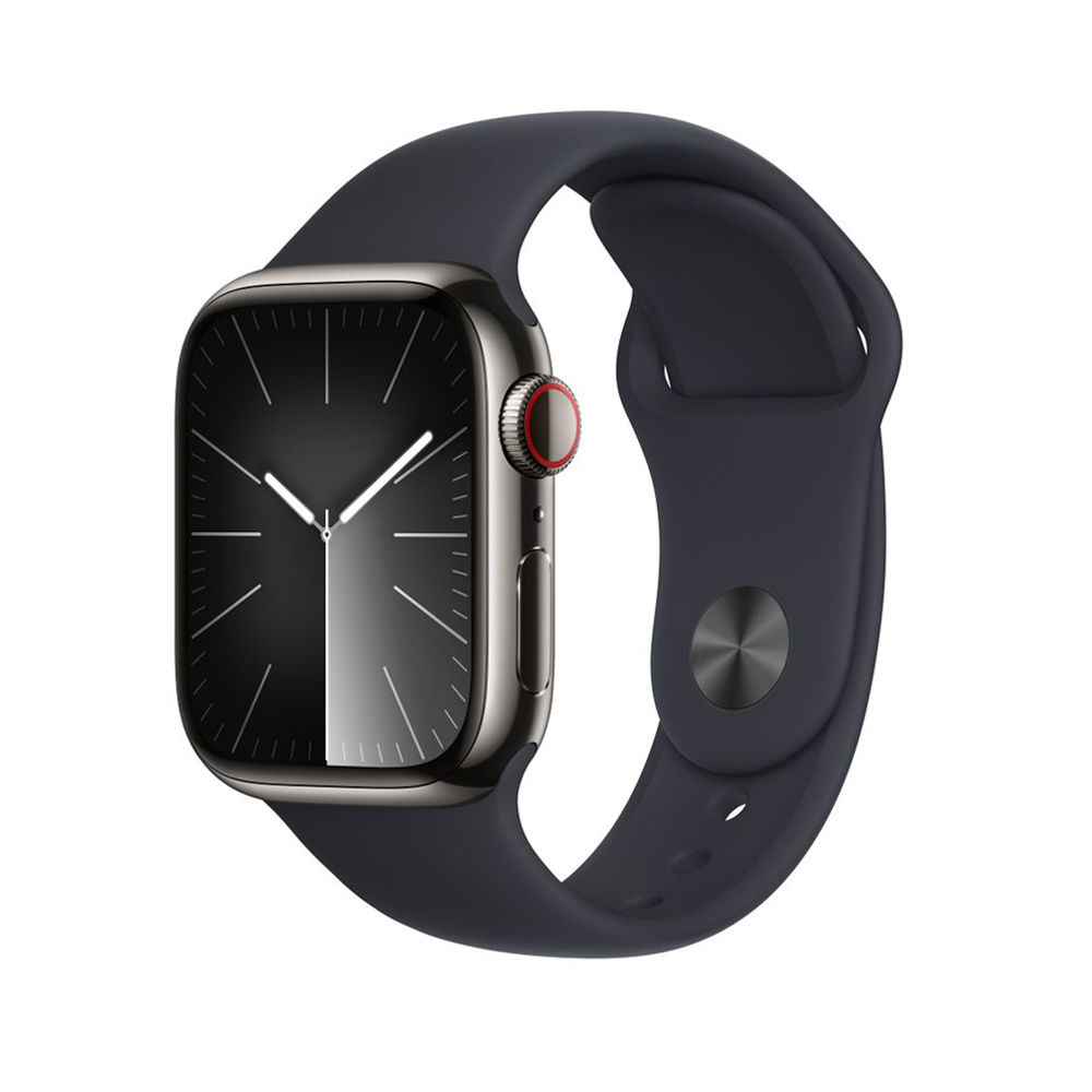Apple Watch Series 9 Cellular 45mm Graphite Stainless Steel Case w Midnight Sport Band - S/M (DEMO)