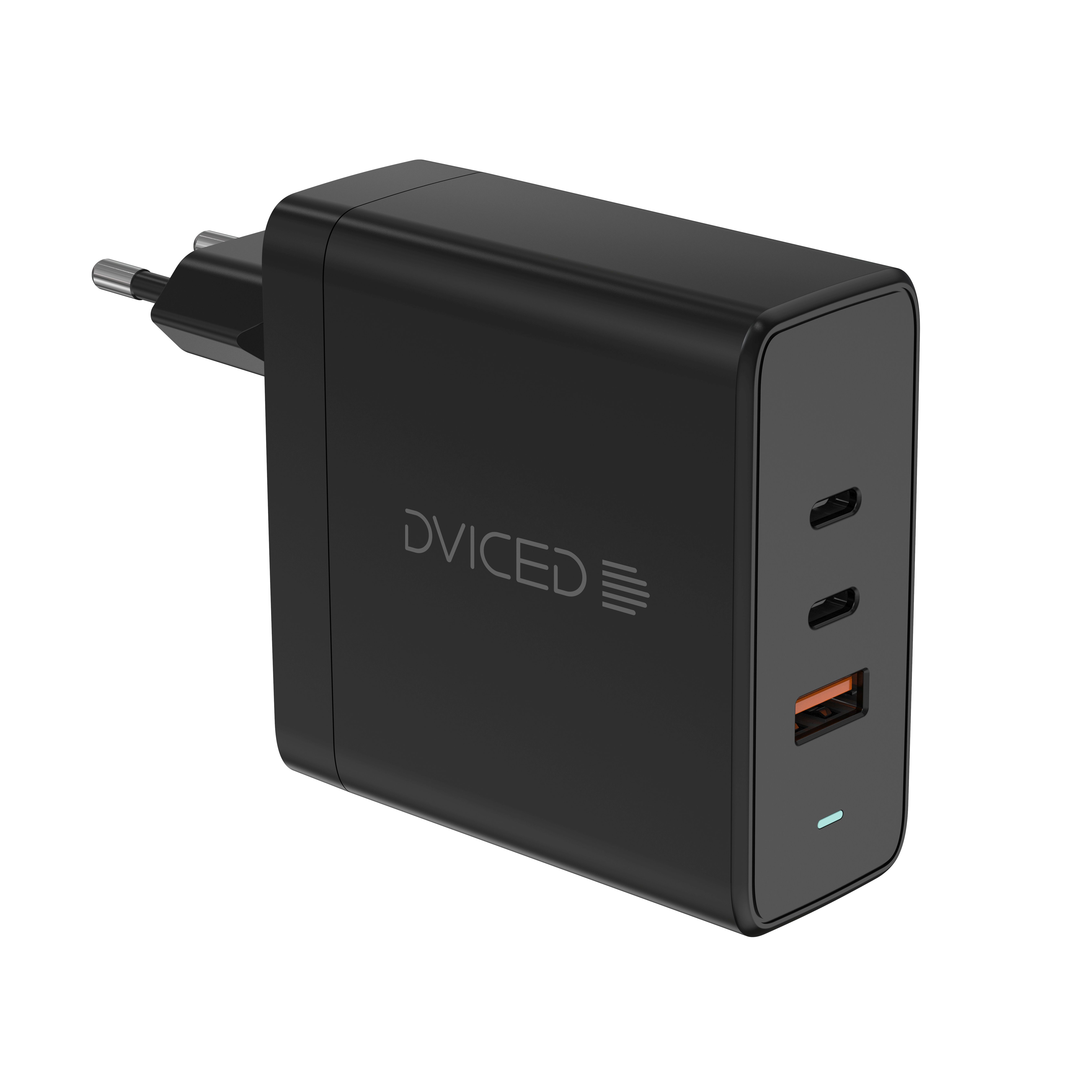 Dviced Wall charger 65W GaN 1 USB-A, 2 USB-C EU w cable - Black