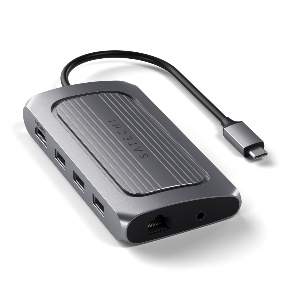 Satechi Aluminium USB4 Multiport Adapter w 8K HDMI (1x8K HDMI/30Hz, USB-C PD 100W, Ethernet, 2xUSB-A 3.2, 1xUSB-A 2.0, Micro/SD, 3.5mm audio) - Space Grey