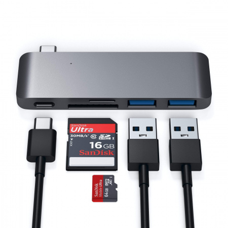 Satechi Type-C USB Passthrough Hub Space Gray