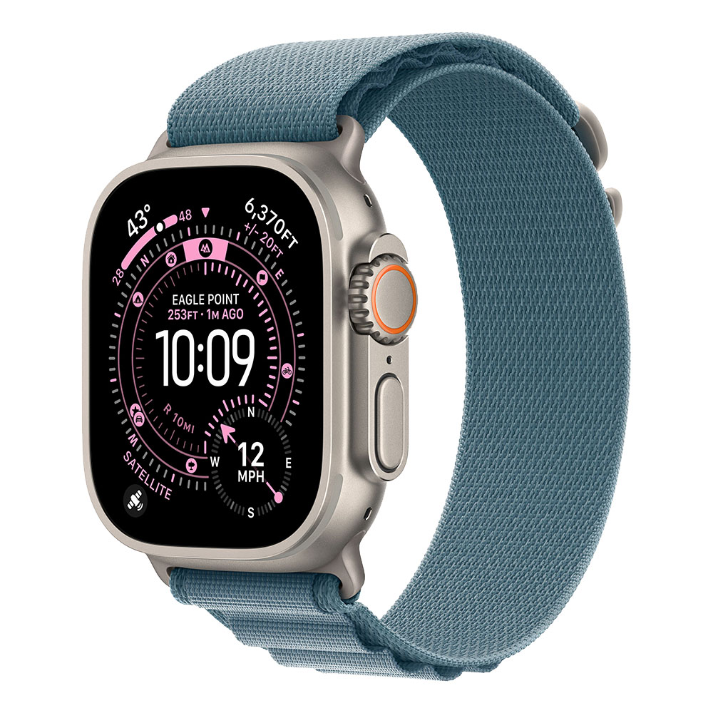 Apple Watch Ultra 3 Cellular 49mm Natural Titanium Case with Light Blue Alpine Loop - Medium