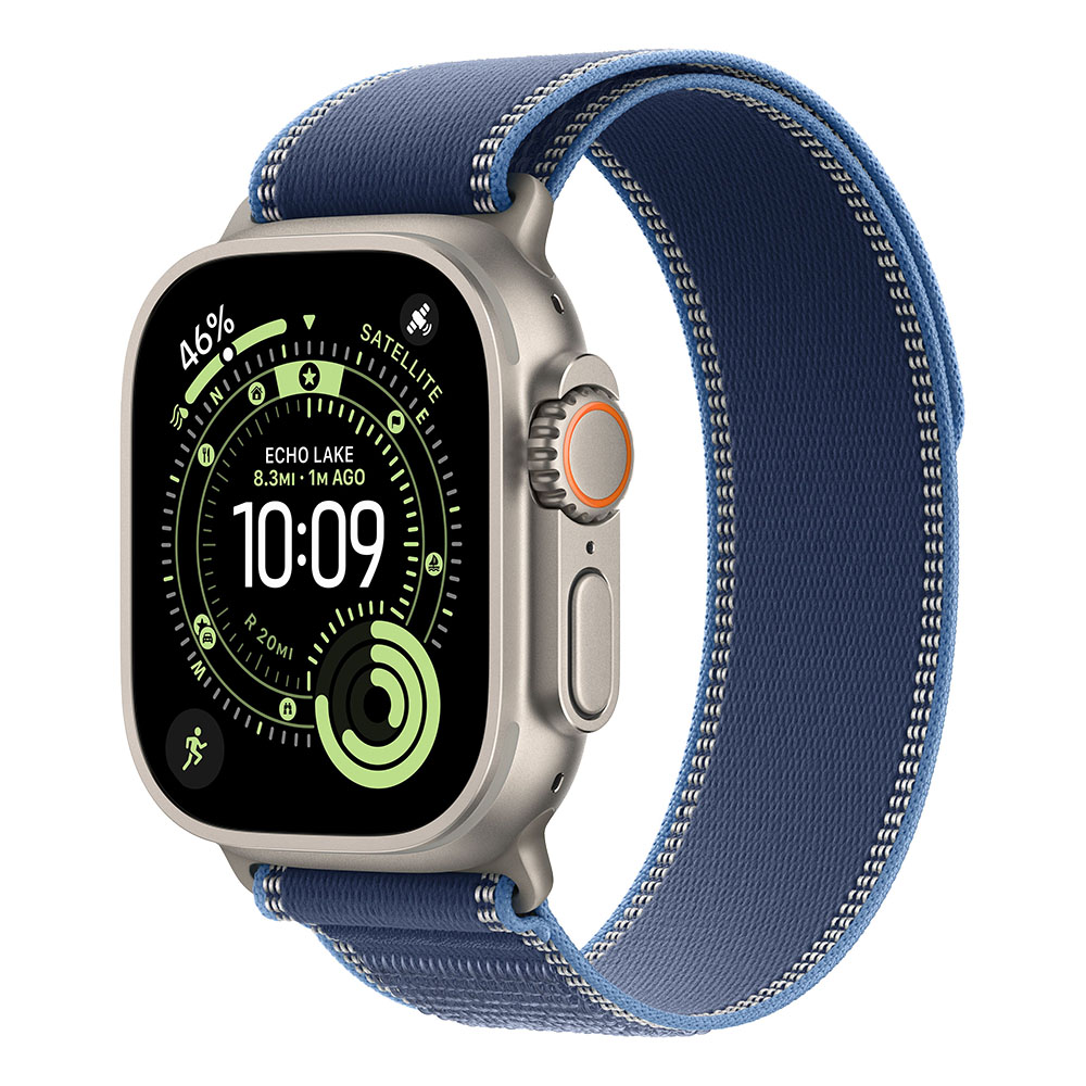 Apple Watch Ultra 3 Cellular 49mm Natural Titanium Case with Blue/Bright Blue Trail Loop - S/M