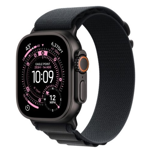 Apple Watch Ultra 3 Cellular 49mm Black Titanium Case with Black Alpine Loop - Medium