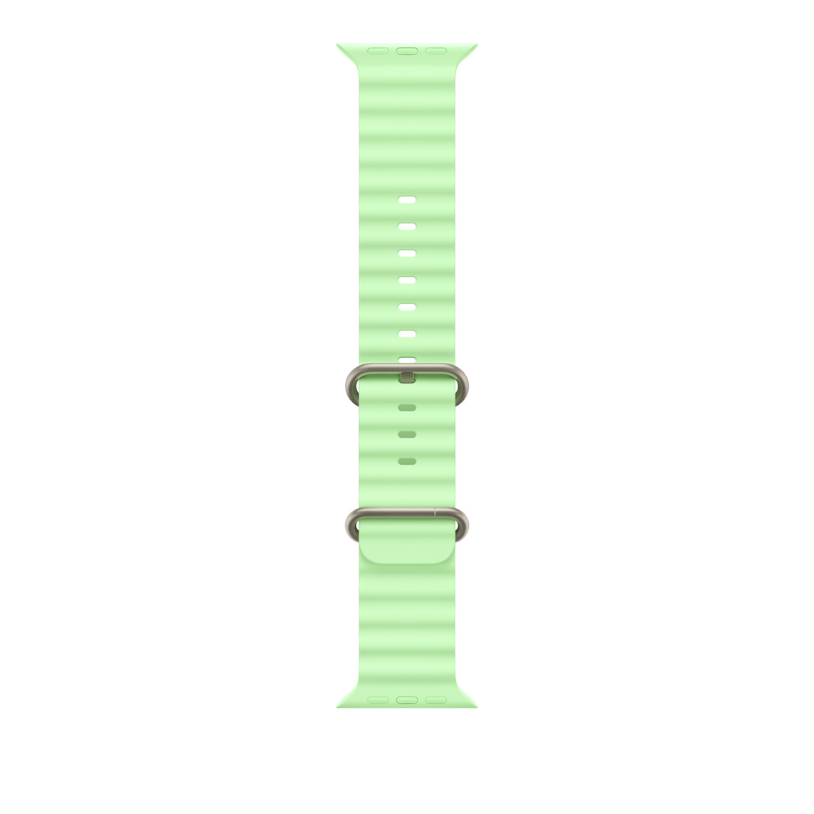Apple Watch 49mm Band: Neon Green Ocean Band - Natural Titanium Finish