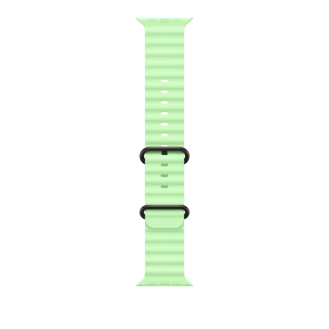 Apple Watch 49mm Band: Neon Green Ocean Band - Black Titanium Finish