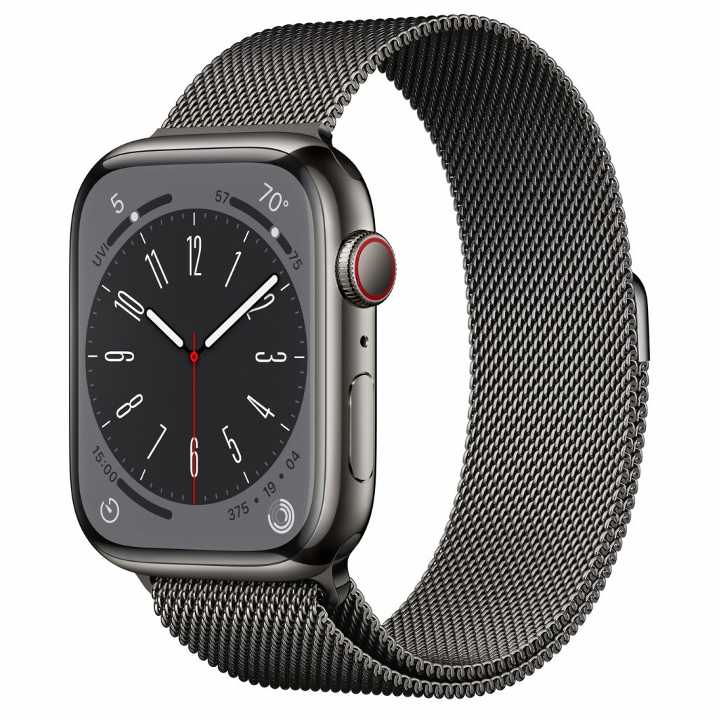 Apple Watch Series 8 GPS + Cellular 45mm Graphite Stainless Steel Case with Graphite Milanese Loop
