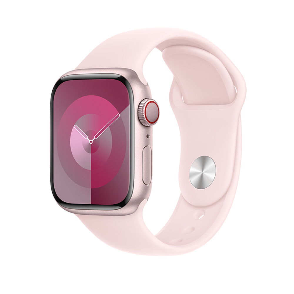 Apple Watch Series 9 Cellular 45mm Pink Alu Case w Light Pink Sport Band - S/M