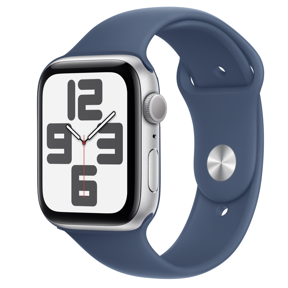 Apple Watch SE2 v3 GPS 44mm Silver Alu Case with Denim Sport Band - S/M