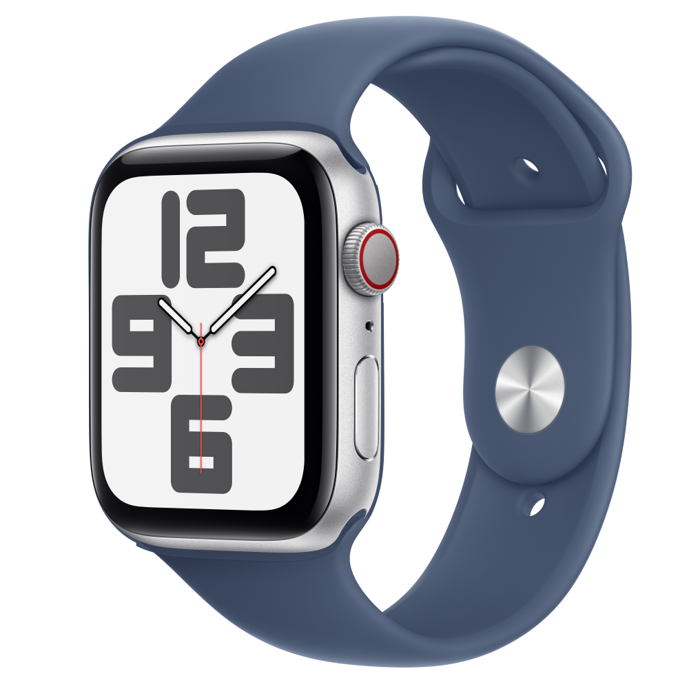 Apple Watch SE2 v3 Cellular 44mm Silver Alu Case with Denim Sport Band - S/M