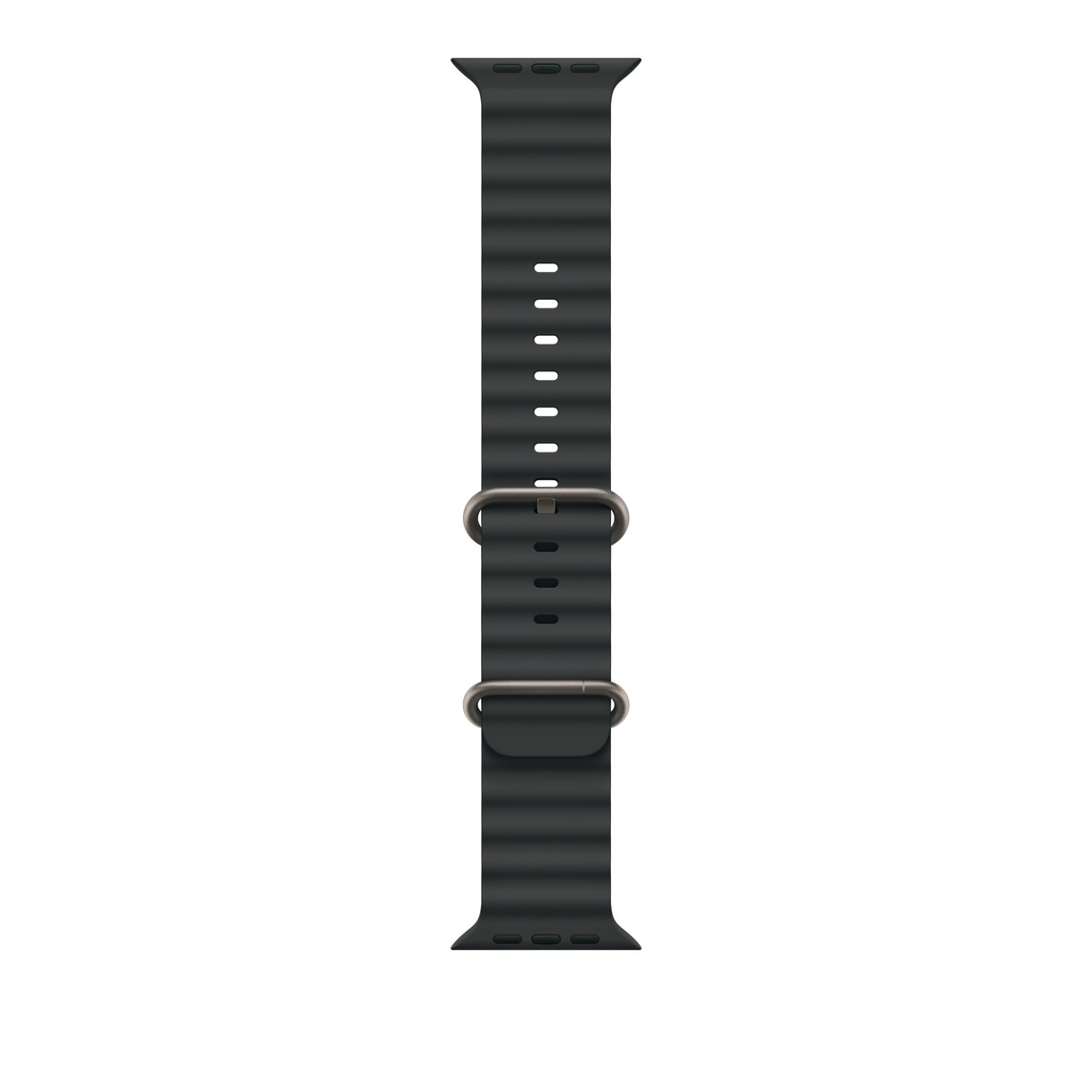 Apple Watch 49mm Band: Black Ocean Band - Natural Titanium Finish